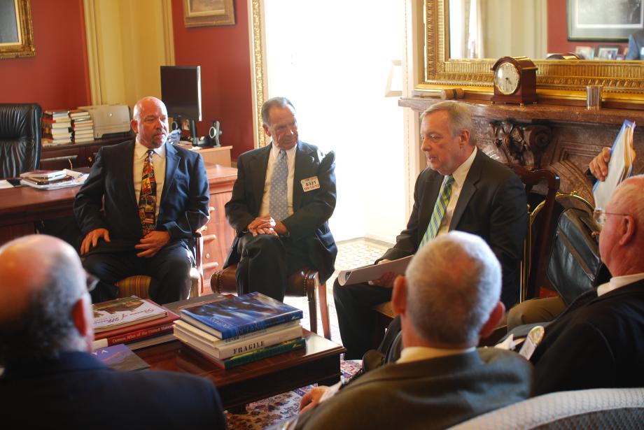 Durbin met with representatives from the Illinois Farm Bureau to discuss the need for the House of Representatives to pass a full five-year Farm Bill.